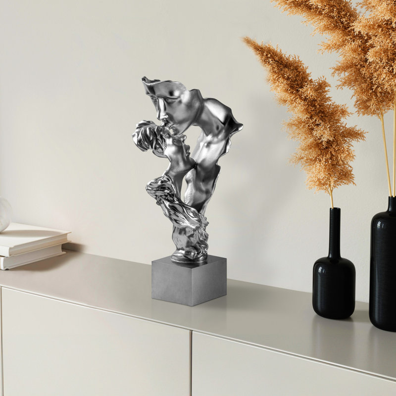 Hand-Painted Decorative Object, Silver, 11.8 x 24.4 x 9.8 inches | 100% Polyester, Unique Color Tone & Texture Variations | Perfect Accent for Home Décor, Stylish and Eye-Catching Design for Any Room