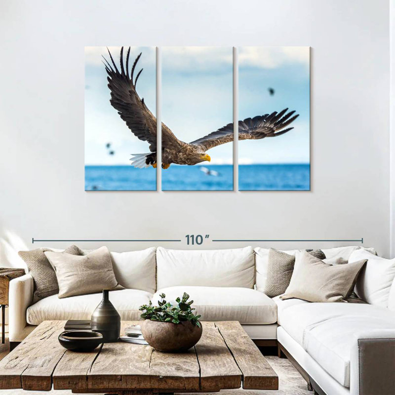 Aigle Brampt en vol, H 48 po x l 74 po