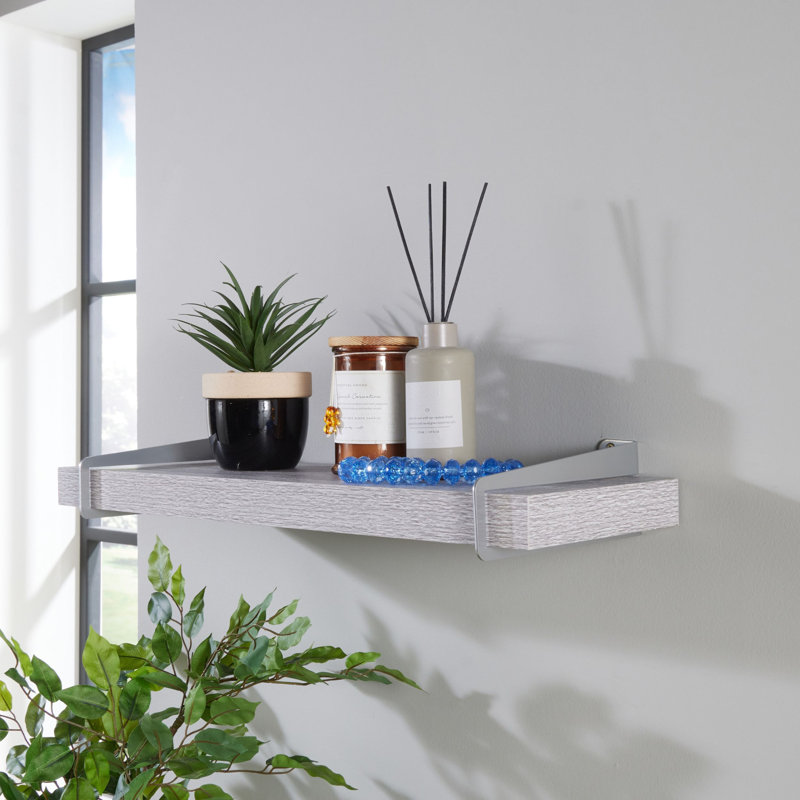 Keer Chunky Shelf Kit, Slide-On Brackets, Grey Oak & Oak Effect, Gray, 3.8cm H x 60cm W x 19.5cm D