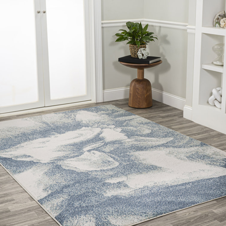 Ciasia Abstract Two-Tone Modern Blue/Cream Rug
