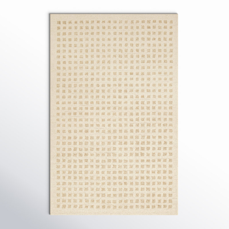 Ivory Hand-Tufted Wool Square Rug 1'6"