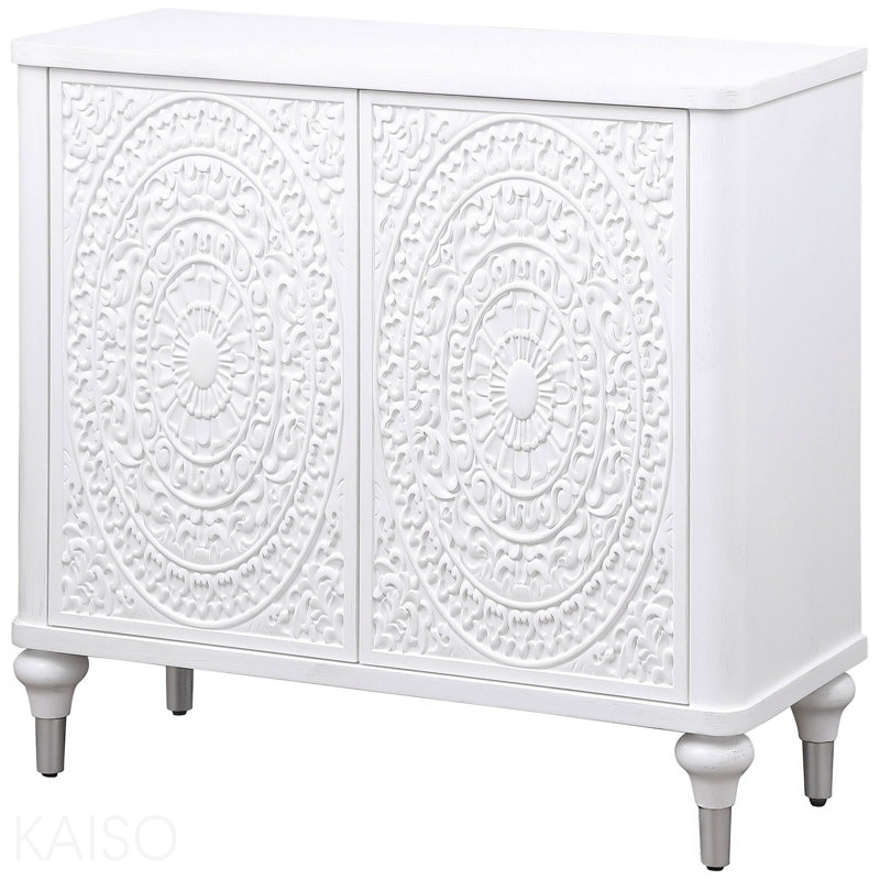 Buffet décoratif blanc 2 portes Mandala