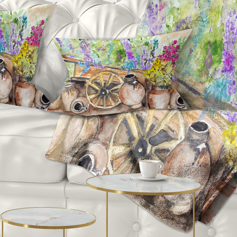 Coussin lombaire floral lavande