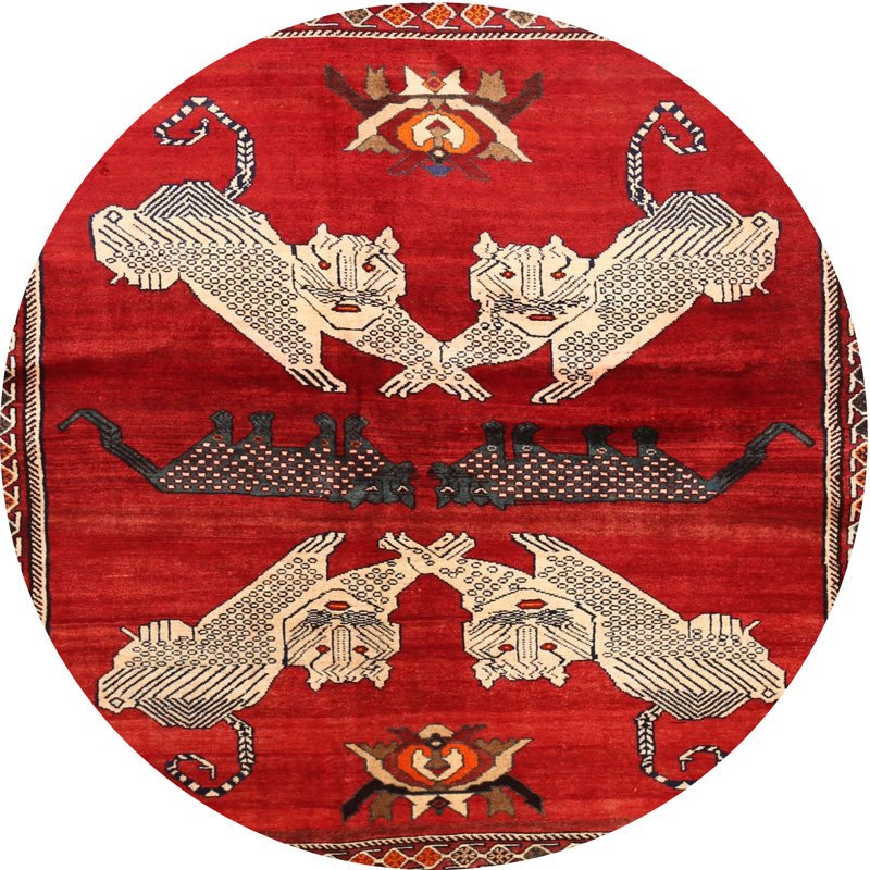 Tapis oriental multicolore tissé à la machine Oriental, Rond 6 pi
