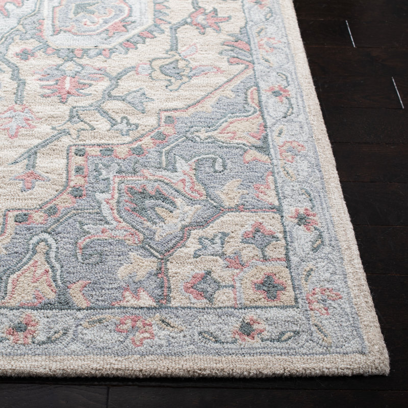 Fallbrook Hand Tufted Wool/Cotton/Latex Oriental Rug in Beige/Blue, Rectangle 9' x 12'