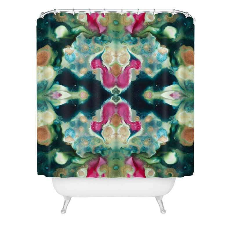 Rideau de douche Crystal Schrader Botanical Jewels, Vert abstrait