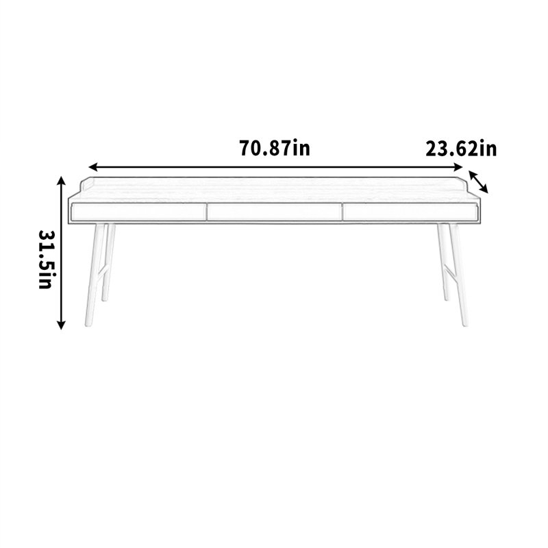 Pieds de rangement en bois massif, H 31,5 po x l 70,87 po x P 23,62 po