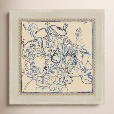 Indigo Floral Sketch I Print