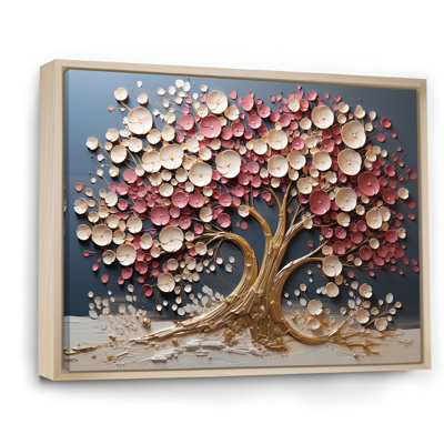 Orchidée rose et or, jardin de branches VI - arbre, art mural