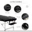 Table de massage spa à 2 sections, réglable et portable, avec housse de transport noire