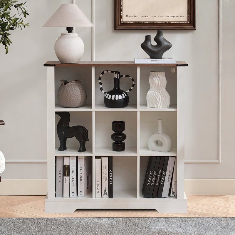 Bibliothèque à 9 cubes avec lumières DEL, Blanc