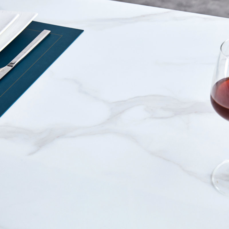 Table de salle à manger et chaises de style Mid-Century: plateau rectangulaire en verre avec 8 chaises avec une bonne élasticité