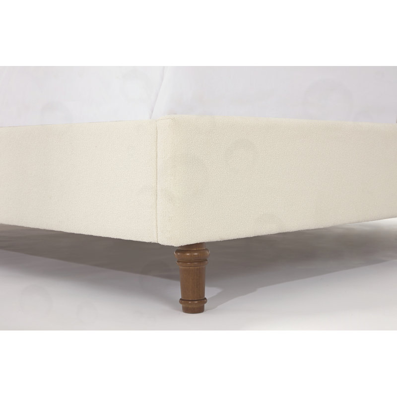 Grand lit tapissier avec tête haute, Beige, Grand lit