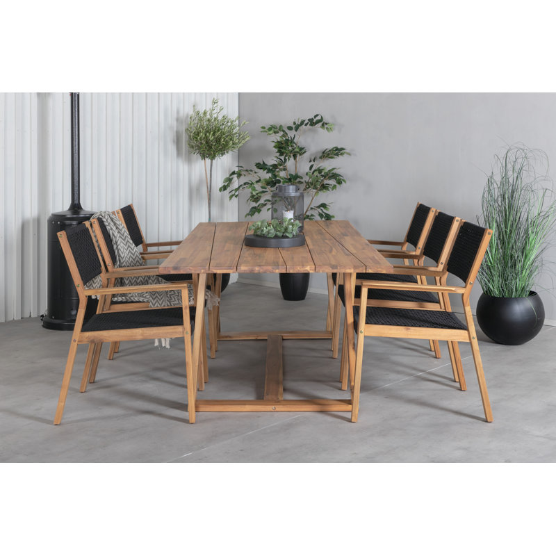 Zulma 6 - Person Solid Wood Dining Set