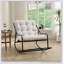 Chaise berçante d'extérieur confortable avec coussin épais, idéale pour se détendre dans le salon, la chambre à coucher ou la salle de lecture, structure noire avec coussin blanc