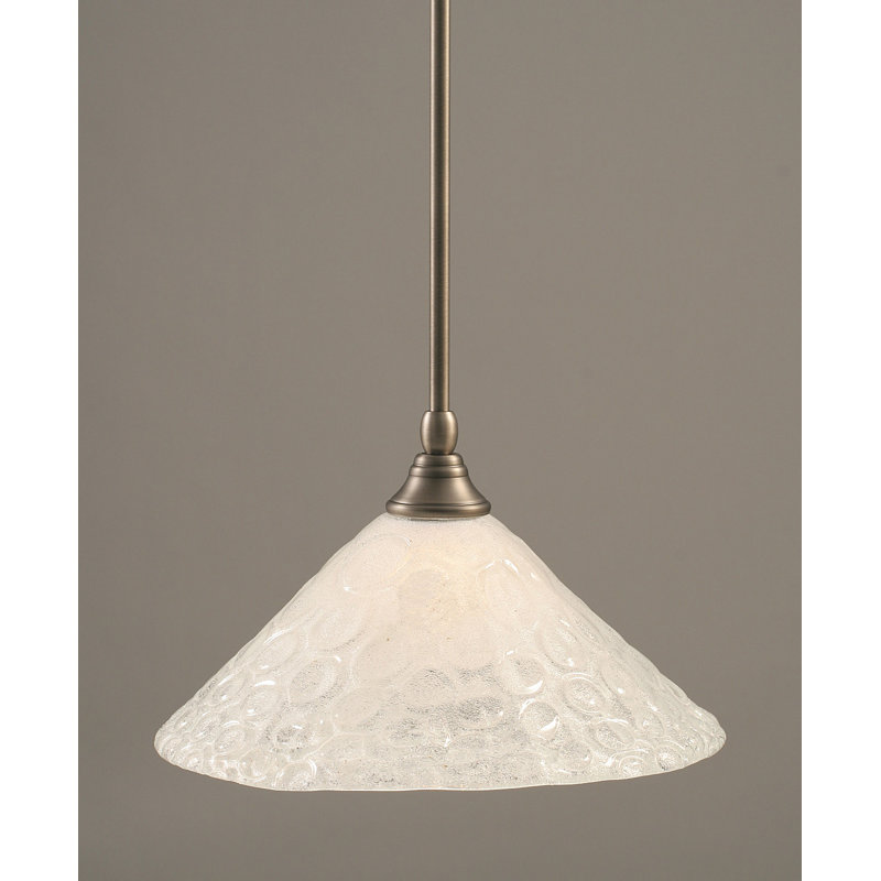 Stem Hung Mini Pendant With 12" Italian Bubble Glass, Brushed Nickel