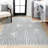 Jasmir Contemporary Glam Geometric Machine-Washable Cream/Dark Gray Rug-571278914
