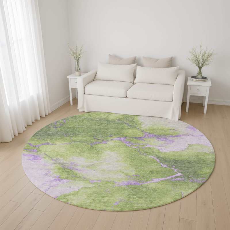 Premium Machine Washable Jacquez AMF1790 Abstract Rug, Round 8'