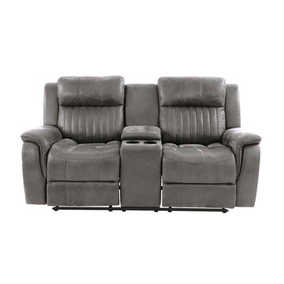Contemporary Power Motion Loveseat W Console Couch Living Room Furniture