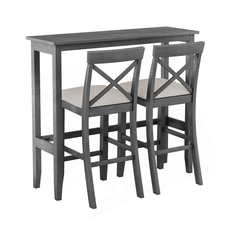 Ensemble de salle à manger compact à hauteur de bar en bois avec un design peu encombrant