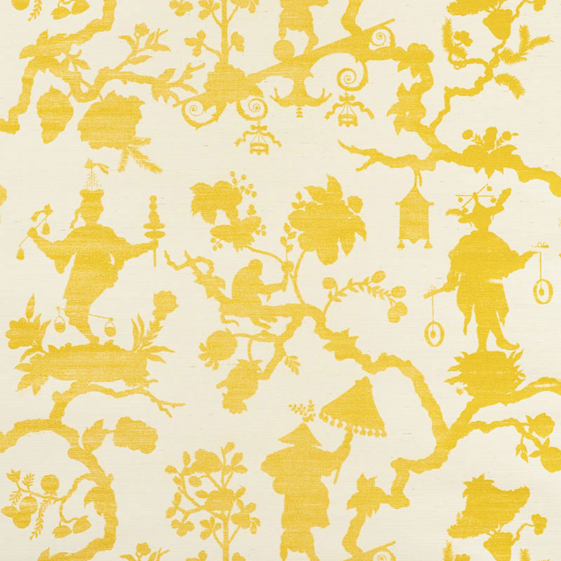 Shantung Silhouette Sisal Wallpaper, Yellow