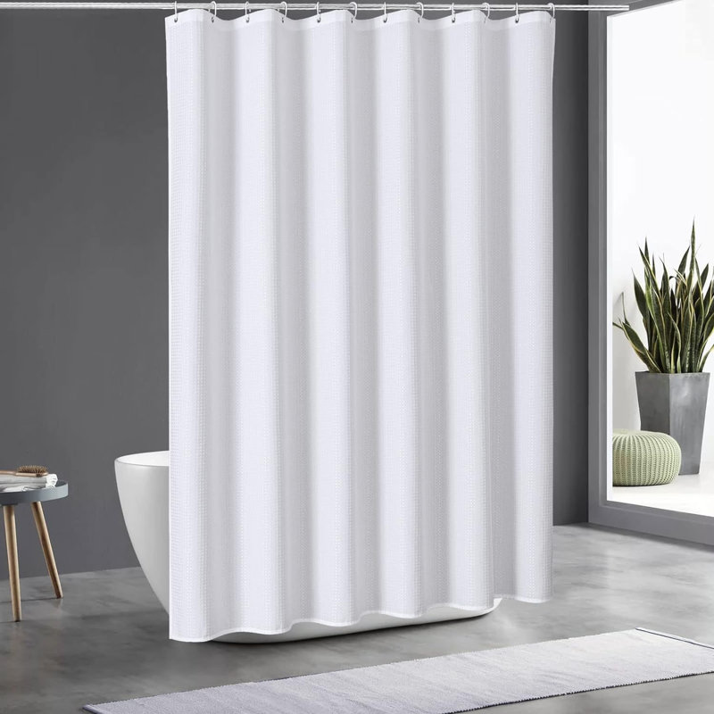 Rideau de douche simple + crochets, Blanc