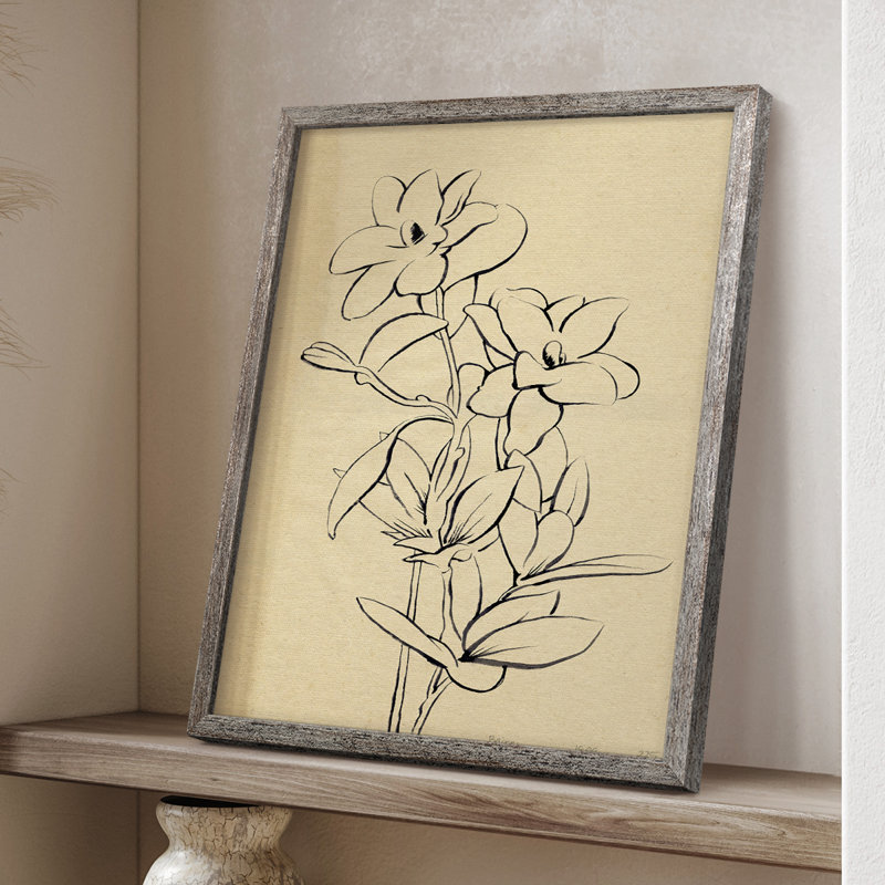 «Magnolia S croquis I», reproduction encadrée - bois massif, H 11 po x l 9 po