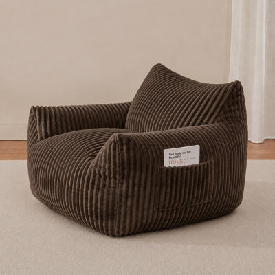 Fauteuil à billes surdimensionné 45 po, canapé-lit en mousse haute densité à haute densité pour adultes et adolescents - brun
