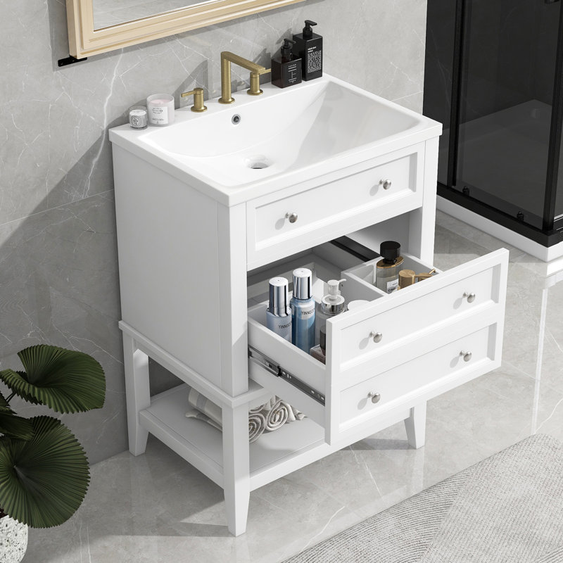 24'' Single Bathroom Vanity With Ceramic Top