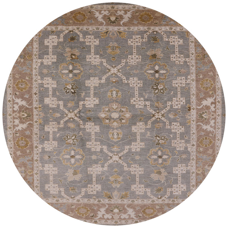 Tapis oriental brun clair / bleu clair, Rond 4 pi