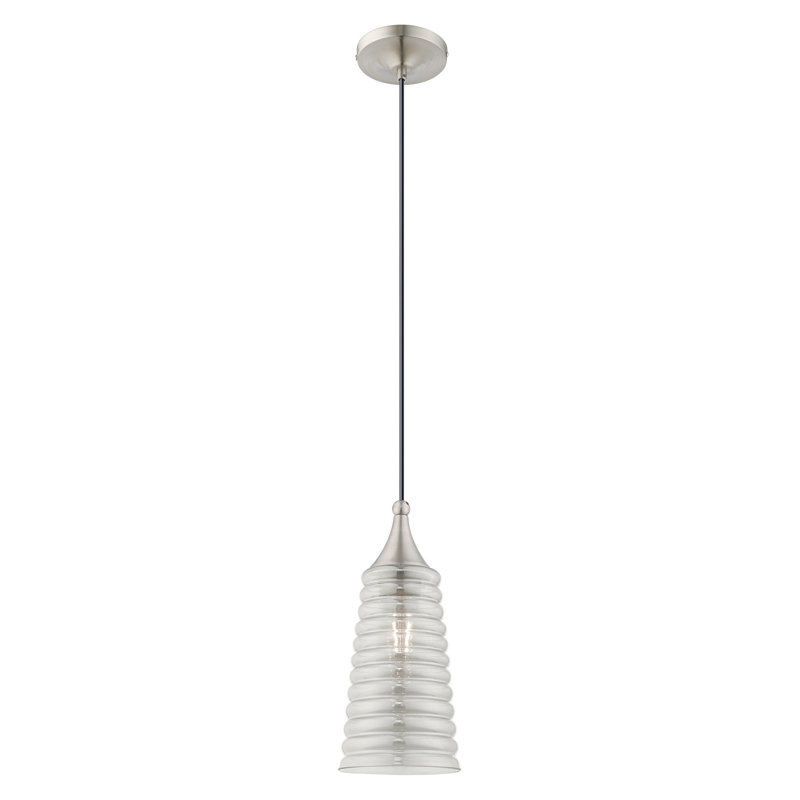 Luminaire suspendu conique à 1 lumière Neo, Nickel brossé, Fumée
