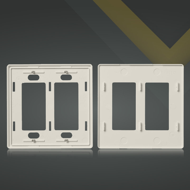Light Almond Polycarbonate 2-Gang Screwless Wall Plate Set