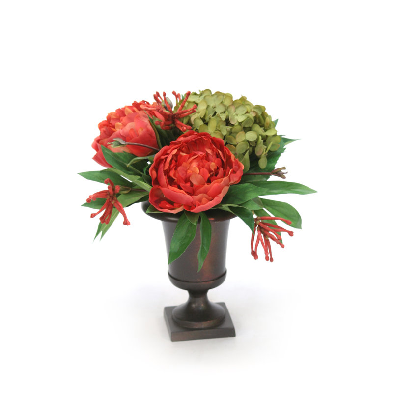 Peony Faux Floral Arrangement in Planter