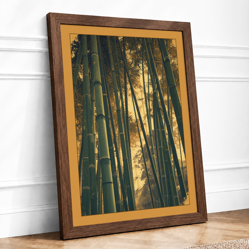 Bamboo Grove Light Japandi - Framed Print, Walnut, A3 - 42.0 x 29.7 cm
