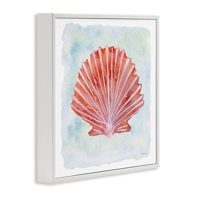 Giclée de coquille de pétoncle pêche, design par Patti Bishop, H 12 po x l 12 po