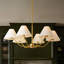 Lustre en tissu à 6 lumières à intensité variable en laiton doré et blanc Elysian