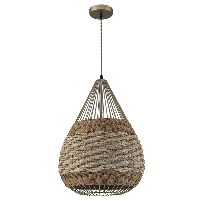 Luminaire suspendu 1 lumière deux tons en rotin naturel
