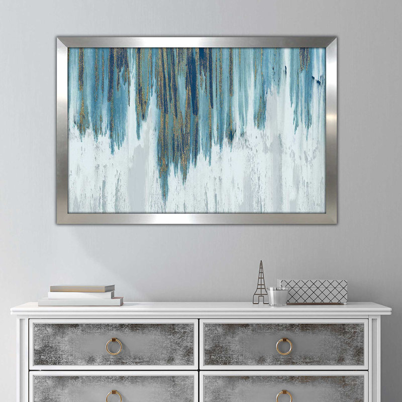 Douce nuit d'été par - Peinture, Encadrement argenté, H 27,5 po x l 39,5 po x P 0,75 po