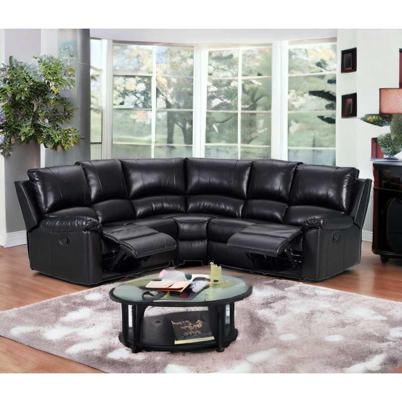 Black Polyester Blend Power Reclining U Shaped Three Piece Corner Sectional Black Polyester Blend Power Reclining U Shaped Three Piece Corner Sectional