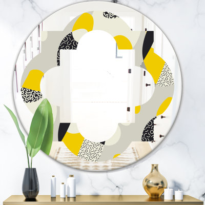 Quatrefoil Agate Stone Design Eclectic Wall Mirror