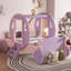 Lit voiture simple avec couronne et lit plateforme en bois avec escalier