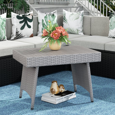 Anisley Rectangular Polyethylene (PE) Wicker Outdoor Folding Side Table