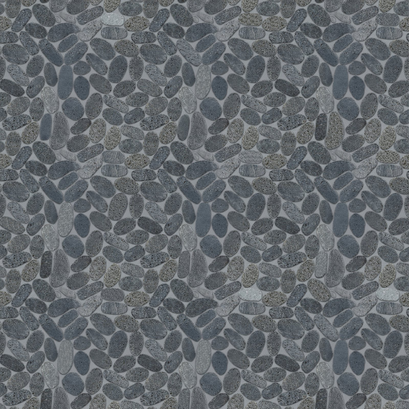 Hawaii 12" x 12" Natural Stone Pebbles Mosaic Wall & Floor Tile, Oval Lava