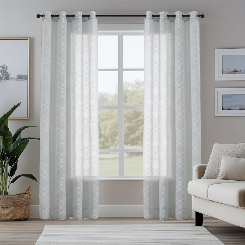 Mkenzi Polyester Semi-Sheer Gromments Curtain Pair, 52" W x 96" L