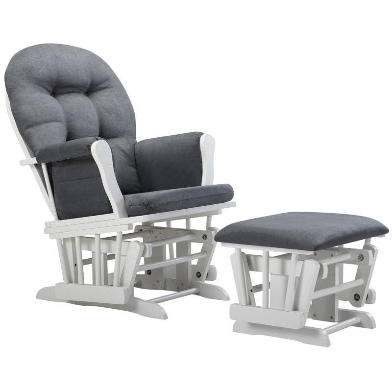 Fauteuil oscillant et repose-pieds Goslinga, Gris foncé / Blanc