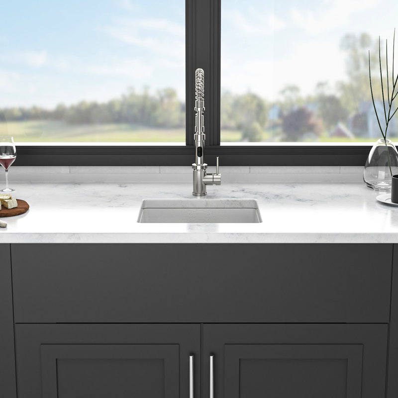 White Quartz Kitchen Sink, Undermount, High - End Material, Quiet And Non Porous, Rounded Corners, Standard Drain, Grid, Template Undermount Thick Smooth Composite, Operation, Strainers, Drying Rack