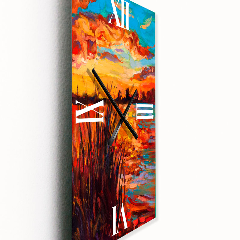 Horloge murale Sunset Sunset Glow at the Lake I, Petit