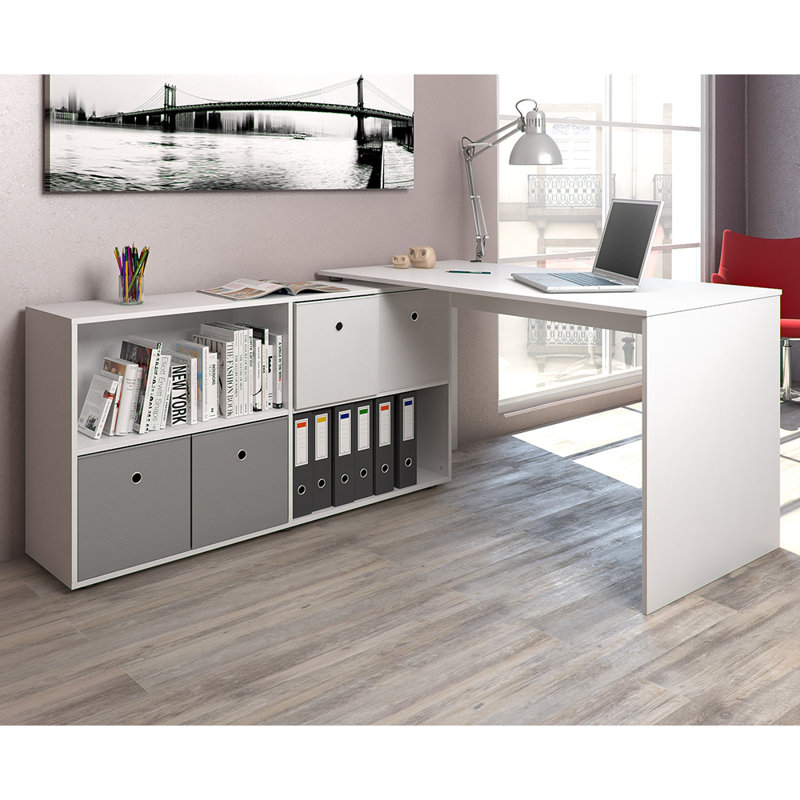 Arsen L-Shaped Executive Desk, White