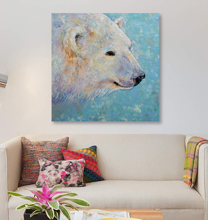 « polar bear », reproduction sur toile, H 37 po x l 37 po x P 1,5 po, Toile tendue, Pas de tapis