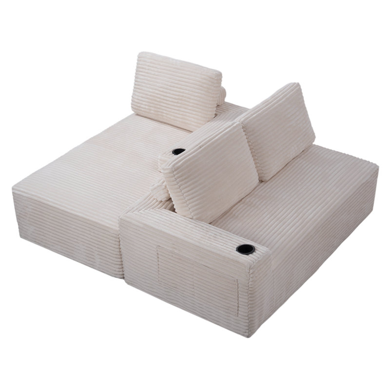 104 Inch Cloud Sectional Couch,Modern Modular Sectional Sofa with Deep Seat,Corduroy Boneless Couches with L-Shape Chaise for Living Room Bedroom,No Assembly Required